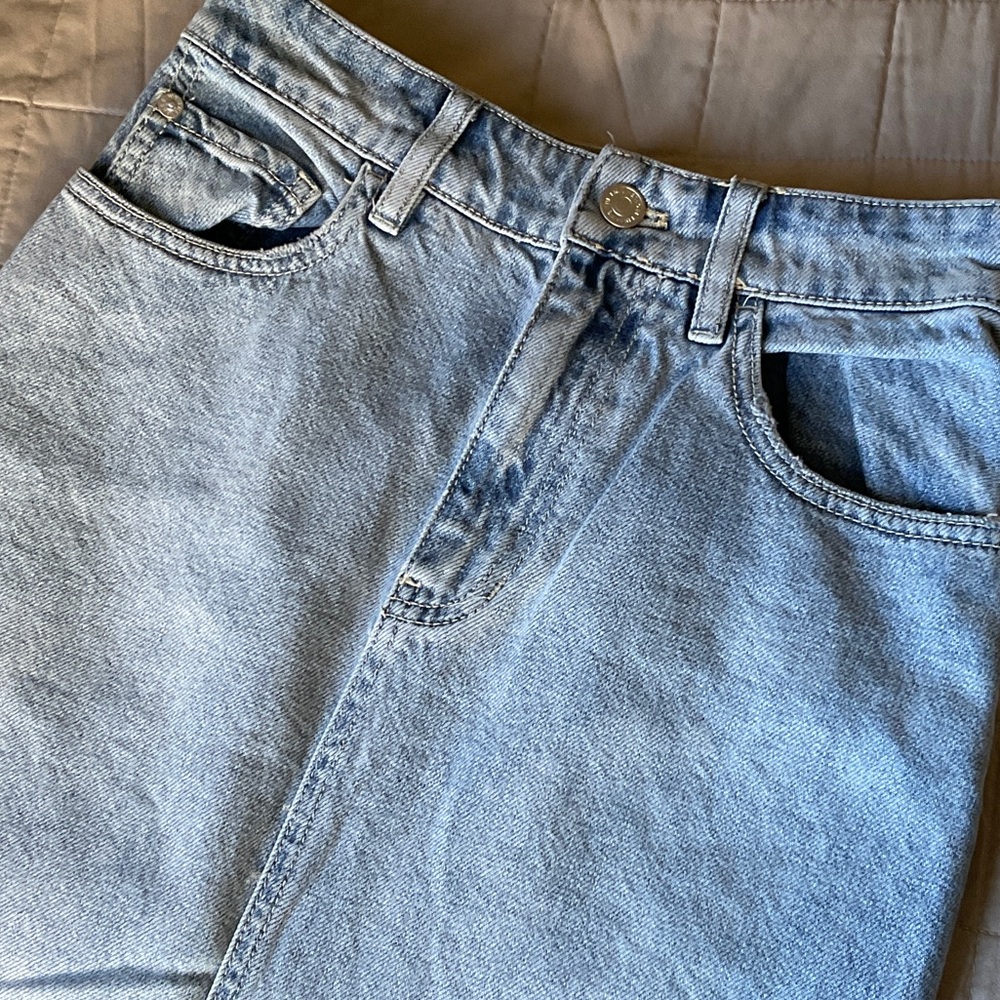 We The Free Light Blue Denim Skirt